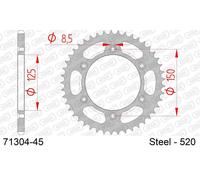 Afam 71304 Rear Sprocket Argento 45t