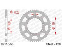 Fantic Corona AFAM 92115-58 - acciaio argento 58 denti Passo 420 per 50 Caballero/Motard 2006-2015