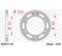 Afam Corona 92837 in acciaio 40 denti Passo 525