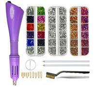 Afantti Applicatore Strass Hotfix Strumento Pietre Penna Pistola Hot Fix con | 7 Punte | 3000 Pezzi Strass Termoadesivi | per Vestiti Scarpe Cappelli Tessuto Arti Artigianato
