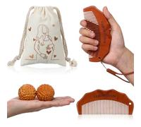 Afarnook Set di 4 pettini per il parto, include pettine in legno per agopressione, borsa in tela per donne incinte, sollievo dal dolore, elementi essenziali per neomamme, incoraggiamento positivo