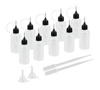 AFASOES 10 Pz Flaconi con Ago da 30ml Boccetta con Ago in Plastica Applicatore Punta Ago Bottigliette con Applicatore Colla con 2 Imbuti e 2 Pipette Plastica per Oliatore di Inchiostro per Colla
