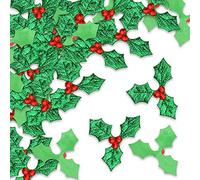 AFASOES 100 Pz Mini Bacche di Agrifoglio Rosso e Foglie Verdi Bacche di Agrifoglio Artificiali di Natale con Foglie Verdi Mini Decorazioni con Foglie di Agrifoglio per Feste di Natale, Matrimoni