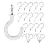 AFASOES 50 Pz Ganci Avvitabili Bianco Gancio a Vite per Rivestimento Ganci per Soffitto Rivestiti in Plastica per Appendere Tazza e Piante