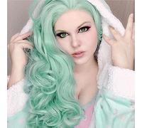AFBeauty Menta Green Lace Front Wig Long Wavy Blue Green Side Part Wig Synthetic Heat Resistant Fiber Makup Daily Wear Hair for Women
