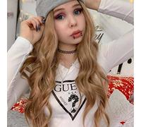 AFBeauty Omber - Parrucca bionda da donna, capelli lunghi ondulati, castano omber con radice scura, riga laterale, parrucca sintetica resistente al calore, senza colla, per cosplay, trucco e drag