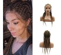 AFbeauty - Parrucca con 5 trecce intrecciate, colore castano sintetico, con capelli neri, resistenti al calore, 5 trecce per trucco da donna, 61 cm