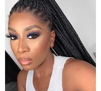 AFBeauty Parrucca nera con treccia frontale in pizzo nero per donne nere lunga e micro intrecciate per capelli resistenti al calore, in fibra sintetica, da indossare tutti i giorni, 56 cm