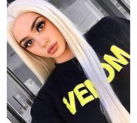 AFBeauty Parrucche lunghe e dritte bionde in pizzo frontale per le donne biondo platino resistente al calore fibra sintetica parrucca di ricambio per cosplay festa di Halloween costume vestito