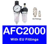 AFC2000 1/4" Porta FRL Union Compressore Trattamento Aria Filtro Regolatore Pressione Combinazione Lubrificatore Combinazioni Separatore Olio(AFC2000 EU Fittings)