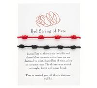 AFCJLTO 2 Pezzi Bracciale Coppia filo rosso, Bracciale Portafortuna Donna, Intrecciati Mano Regalo,Bracciale Filo Rosso Protezione Contro il Malocchio Bracciale Regolabile(rosso + nero)