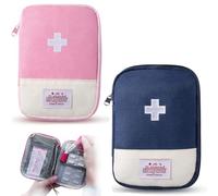 AFCJLTO 2 Pezzi Kit di Medicina da Viaggio, Kit di Pronto Soccorso Portatile, Borsa Porta Medicine da Viaggio, Mini Borsa di Pronto Soccorso, per Situazioni di Emergenza a Casa(Azul marino, rosa)