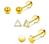 AFCJLTO 3Paires Boucles d'Oreilles Femmes Acier Chirurgical Creoles Or Piercing Oreille Lot Boucle d'Oreille, Multiple Piercings Hypoallergénique