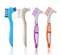 AFCJLTO 4Pcs Spazzola per Protesi a Doppia Testa Spazzola per La Pulizia Della Protesi Dentaria Strumento Portatile Spazzole Pulizia delle Protesi per Denti Finti(2 modelli)