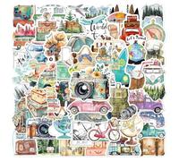 AFCJLTO 50pcs Adesivi Viaggi,Stickers Aesthetic per Diario di Viaggio da Compilare, Album scrapbooking, stickers journaling, adesivi per valigia da viaggio,diario viaggi