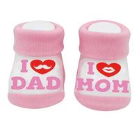 AFCJLTO Calzini Neonato 0-3 Mesi, Calzini Neonata 0-3 Mesi Caldo Cotone con Scritte Divertenti Ti amo papà e mamma Regali per Neonati, Regalo Nascita Bimbo Bimba(rosa)