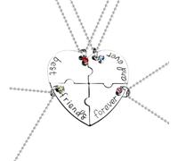 AFCJLTO Collane Amicizia 4 Pezzi Per Sempre Migliori Amici Ragazze - Ciondolo Catena Regali Perfetti di Compleanno (Argento)