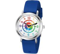 Afcrho Orologio analogico per bambini, per imparare a giocare con le freccette, per imparare a leggere l'ora e l'ora facile da leggere, orologio analogico per ragazzi e ragazze dai 3 agli 11 anni, blu