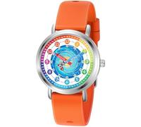 Afcrho Orologio per bambini - Orologio per bambini - per ragazzi e ragazze dai 7 ai 10 anni, 8 - 12 anni, astronauta che impara il tempo, colorato arancione