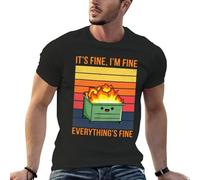 AFCURBU It's Fine I'm Fine Everything Is Fine Funny Dumpster Fire T-Shirt Black XXL