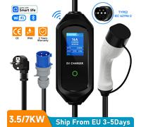 AFEEV 3.5/7KW Caricatore EV portatile Type2 IEC62196-2 Caricatore per auto elettrica 16A EVSE Cavo di ricarica veloce WiFi APP Controllo Bluetooth