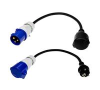 Afeld Elektro 2X Adattatore CEE Spina CEE su Presa Schuko Presa Schuko su Spina CEE 230V 16A per Campeggio & Camper