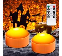 Afenau 2 Pezzi Zucca di Halloween a LED, Lumini LED per Halloween con Telecomando, Candele Senza Fiamma, Forma di Zucca per Interni e Esterno