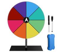 Afenau Ruota della fortuna da ruotare, 20 cm, 8 colori, da personalizzare con supporto, penna asciutta e gomma, in acrilico, per giochi di parole, carnevale, feste