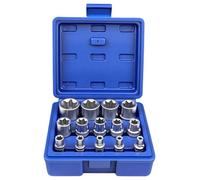 AFEPHE Set di Chiavi a Bussola E-Torx da 1/4" 3/8" e 1/2", Set di 14 Bussole Torx Esterne E4, E5, E6, E7, E8, E10, E11, E12, E14, E16, E18, E20, E22, E24（Blu）