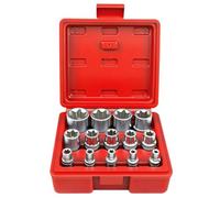 AFEPHE Set di Chiavi a Bussola E-Torx da 1/4" 3/8" e 1/2", Set di 14 Bussole Torx Esterne E4, E5, E6, E7, E8, E10, E11, E12, E14, E16, E18, E20, E22, E24（Rosso）