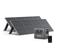 AFERIY Generatore Elettrico Portatile 2400W con 2 Pannello Solare da 200W, Batteria Nomade LiFePO4 2048Wh, Ricarica In 1,5H, Presa Ue 220-240V, Funzione UPS, Per Campeggio, Casa, Ufficio