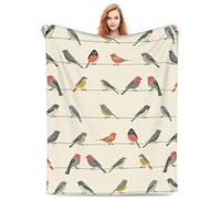 Affascinante coperta per uccelli - Illustrazione di uccelli vintage Coperta in flanella morbida e leggera, regalo per gli osservatori di uccelli, ideale per angoli di lettura accoglienti e relax all'a