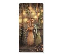 Affascinante copertura per porta con scopa, decorazione rustica in stile country autunnale, per interni ed esterni, da appendere, per festival, 91 x 182 cm