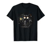Affascinante gatto con bacchetta design per un'atmosfera mistica Maglietta