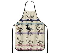 Affascinante grembiule da cucina a forma di oca, con fiocco vintage, divertente da indossare per cucinare a casa e barbecue, perfetto per chi ama, Beige, 24x31 Inch