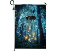 Affascinante lampadario di cristallo bandiera da giardino, elegante striscione blu per esterni, bandiera da cortile su entrambi i lati, decorazione per la casa, perfetta per festival estivi e feste