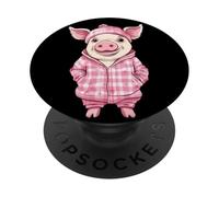 Affascinante maiale in pigiama per un'atmosfera casual da giorno PopSockets PopGrip Adesivo