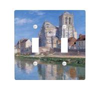 Affascinante piastra di copertura per interruttore della luce della cattedrale, riflessi blu sereni per decorazioni domestiche, piastre da parete in materiale termoplastico, dimensioni standard doppia