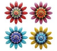 Affascinante set di arte della parete del fiore del metallo 4PCS per il giardino e la decorazione domestica per interno/esterno