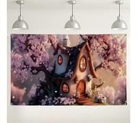 Affascinante sfondo con fiori di cottage, decorazione floreale con foglie primaverili, perfetto per fotografie, feste a tema fiabe e celebrazioni stagionali, 180 x 109 cm