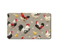 Affascinante tappetino rustico per scolapiatti a forma di pollo, per bancone della cucina, stile vintage in stile fattoria, assorbente, in gomma, perfetto per primavera e Pasqua, 30,5 x 50,8 cm