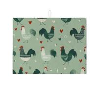 Affascinante tappetino scolapiatti per bancone della cucina, tappetino assorbente scolapiatti rustico verde gallina scolapiatti tappetino in microfibra country per decorazione bancone cucina 45,7 x 61