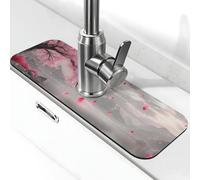 Affascinanti alberi di ciliegio rosa con vista sul lago tappetino per rubinetto per lavello della cucina tappetino per asciugatura carino tappetino super assorbente per lavello da cucina bagno