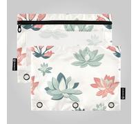 Affascinanti Piante Succulente Verde Rosso Anelli Raccoglitore Tasche Astuccio per Raccoglitore a 3 Fori Sacchetti con Cerniera per Esami Ofhce Forniture