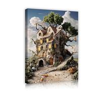 Affascinanti Stampe Su Tela Da Fiaba Cottage Villa Arte Parete Per La Camera Da Letto Fattoria Magico Paesaggio Rustico Pittura Decorazione Parete del Ringraziamento 45x60cm Innerframe
