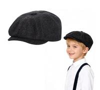 AffeGifts Berretto Piatto da Ragazz e Ragazze 6-9 Anni, Nero Grigio Classico Cappello da Bambino Cappello Artista per Indossare Tutti I Giorni Scoool Giocare Vittoriano Vostume e Fancy Dress Party