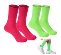 AffeGifts Calzini Uomo Anni 80, 2 Coppie Calze Colorate Uomo Calzini Verdi Rosa Calzini di Colori Brillanti Calzini Sportivi Alla Caviglia Accessori di Festa ai Neon Uomini per Gli Anni '80 e '90