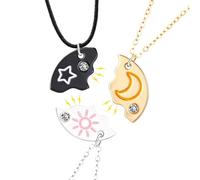 AffeGifts Set Collana Amicizia Magnetica, 3 Pezzi Collana Abbinata Gioielli Migliori Amiche Sole Luna Stella Ciondolo Puzzle per Ragazze e Donne
