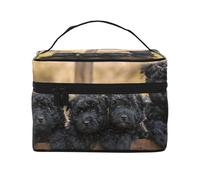 Affenpinscher Famiglia Cuccioli Cani Neri Scimmia, Borsa per il trucco Borsa per cosmetici Borsa da toilette da viaggio portatile Astuccio per matite Astuccio da toilette