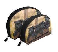 Affenpinscher Famiglia Cuccioli Cani Neri Scimmia, Borsa per trucco a conchiglia Portamonete da donna Borsa da toilette piccola Borsa per cosmetici 2 pezzi